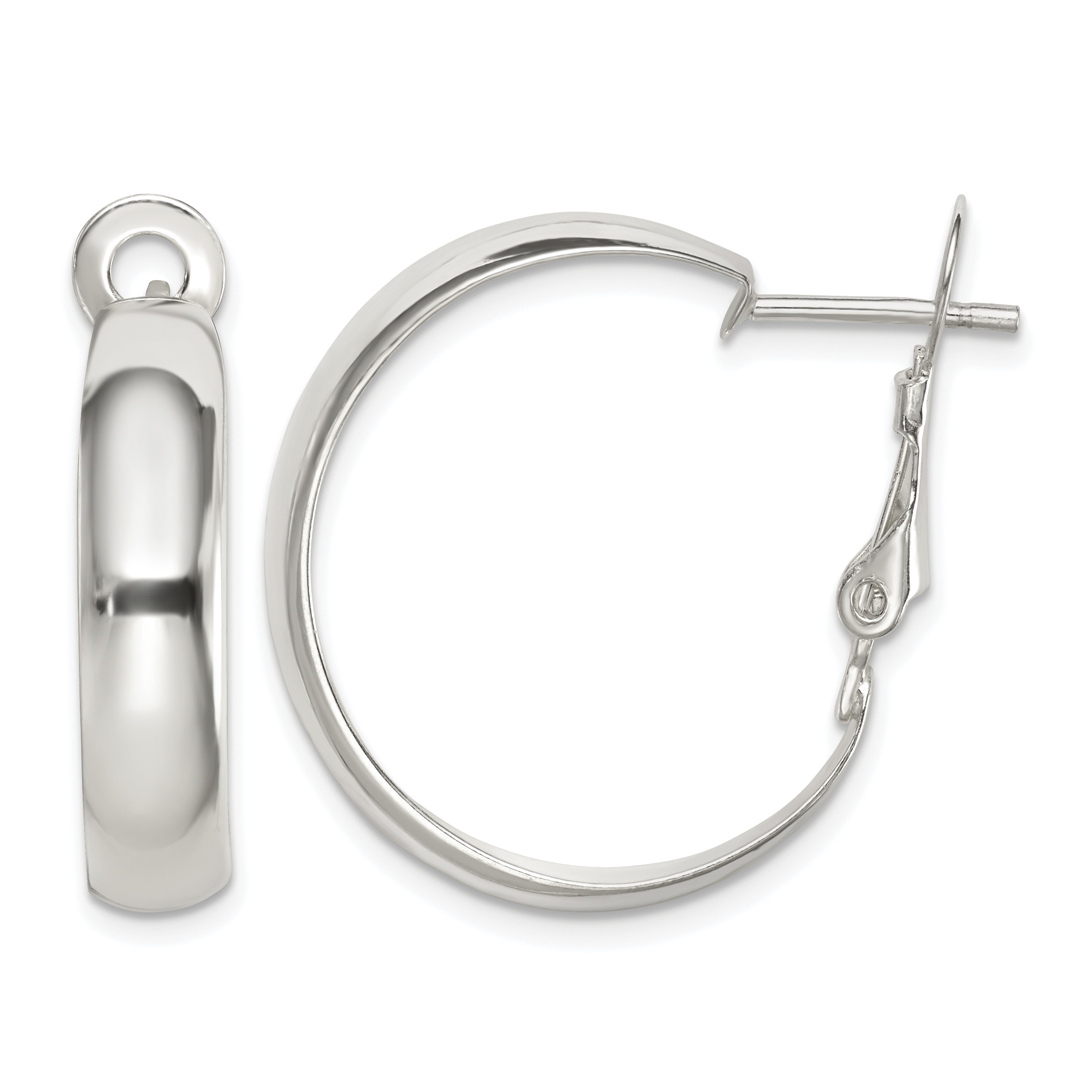 Sterling Silver Polished 6mm Omega Back Hoop Earrings (QE14142)