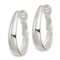 Sterling Silver Polished Omega Back Hoop Earrings view 2