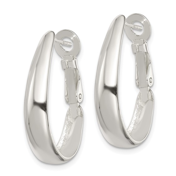 Sterling Silver Polished Omega Back Hoop Earrings