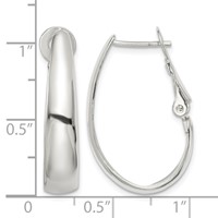 Sterling Silver Polished Omega Back Hoop Earrings view 4