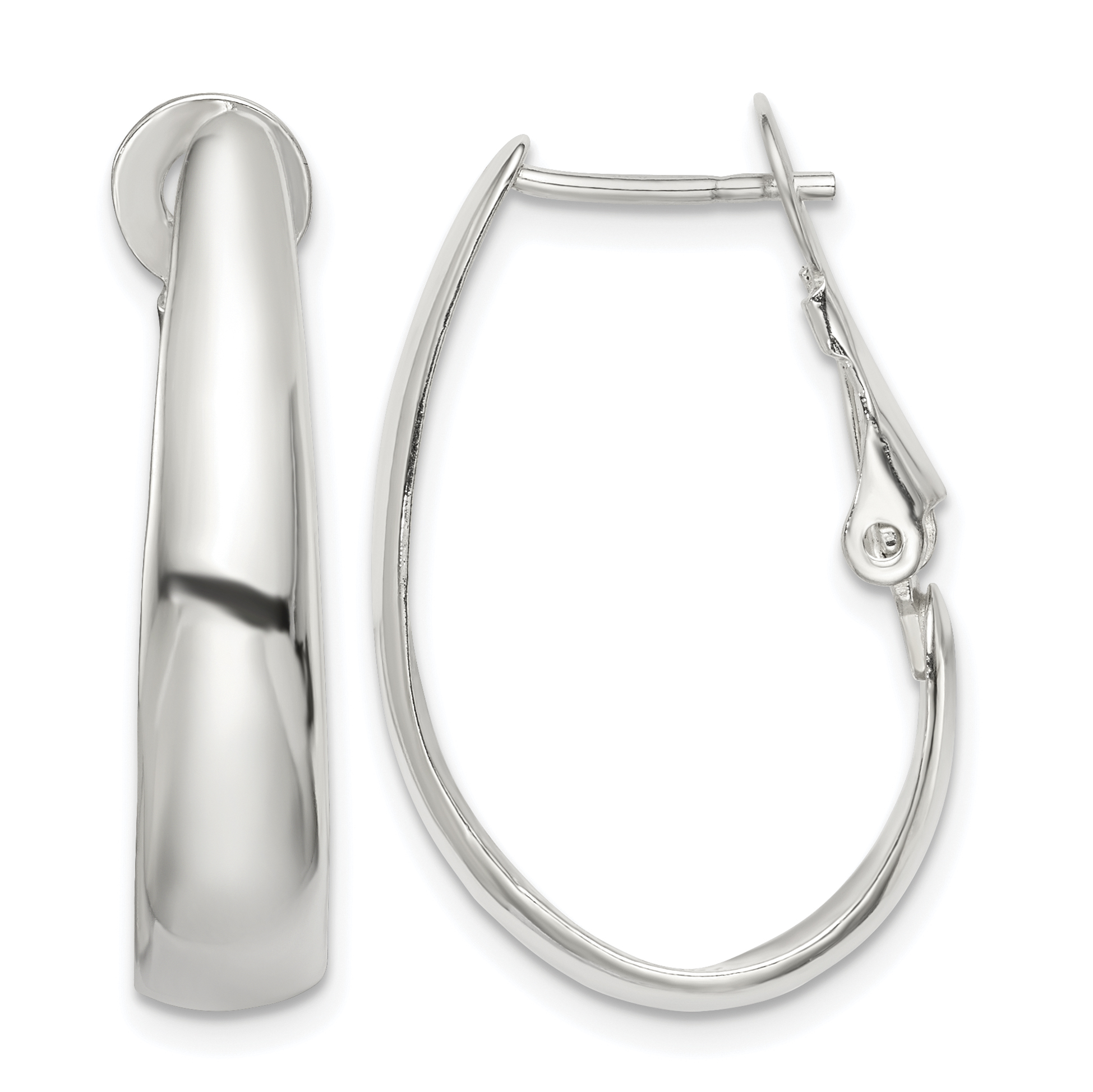 Sterling Silver Polished Omega Back Hoop Earrings (QE14143)