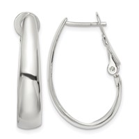 Sterling Silver Polished Omega Back Hoop Earrings view 1
