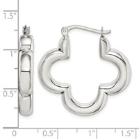 Sterling Silver Polished Clover Hoop Earrings view 4