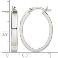 Sterling Silver Polished 4mm Oval Hoop Earrings view 4