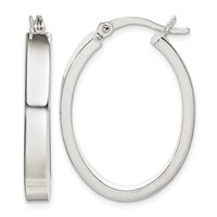 Sterling Silver Polished 4mm Oval Hoop Earrings view 1