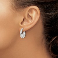 Sterling Silver Polished & Tapered Round Hoop Earrings view 3