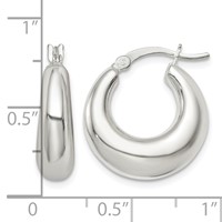 Sterling Silver Polished & Tapered Round Hoop Earrings view 4