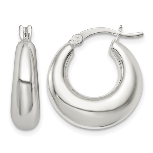 Sterling Silver Polished & Tapered Round Hoop Earrings