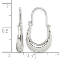 Sterling Silver Polished & Tapered Oval Hoop Earrings view 4