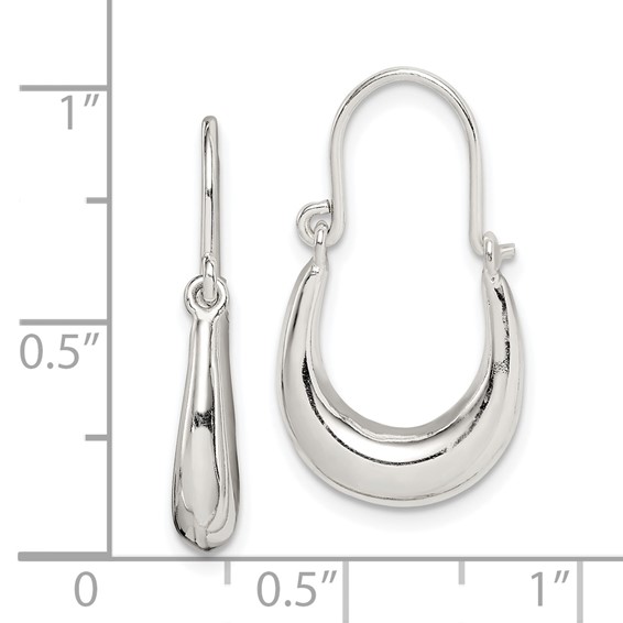Sterling Silver Polished & Tapered Oval Hoop Earrings