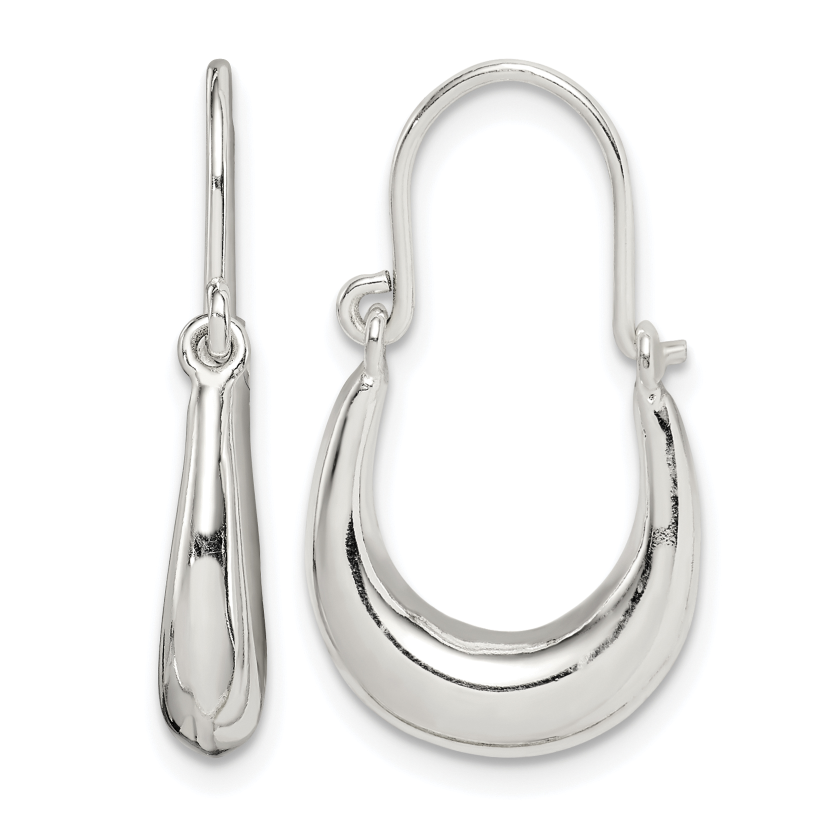Sterling Silver Polished & Tapered Oval Hoop Earrings (QE14153)