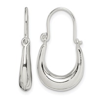 Sterling Silver Polished & Tapered Oval Hoop Earrings view 1