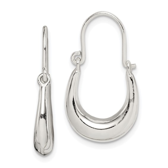 Sterling Silver Polished & Tapered Oval Hoop Earrings