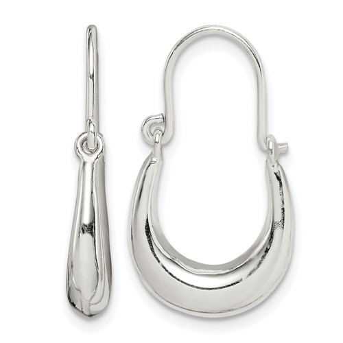 Sterling Silver Polished & Tapered Oval Hoop Earrings