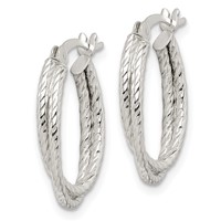 Sterling Silver Twisted and Textured Hoop Earrings view 2