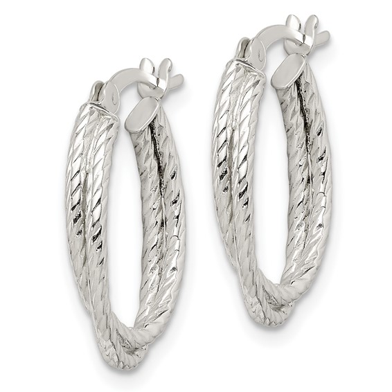Sterling Silver Twisted and Textured Hoop Earrings