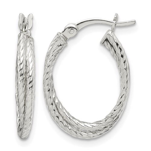 Sterling Silver Twisted and Textured Hoop Earrings