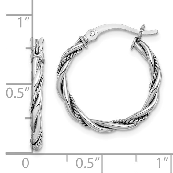 Sterling Silver 2.5mm Twisted Hoop Earrings