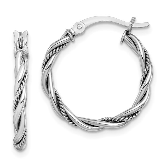 Sterling Silver 2.5mm Twisted Hoop Earrings