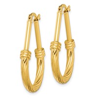 Sterling Silver Gold-tone Textured Hoop Earrings view 2