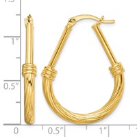 Sterling Silver Gold-tone Textured Hoop Earrings view 4