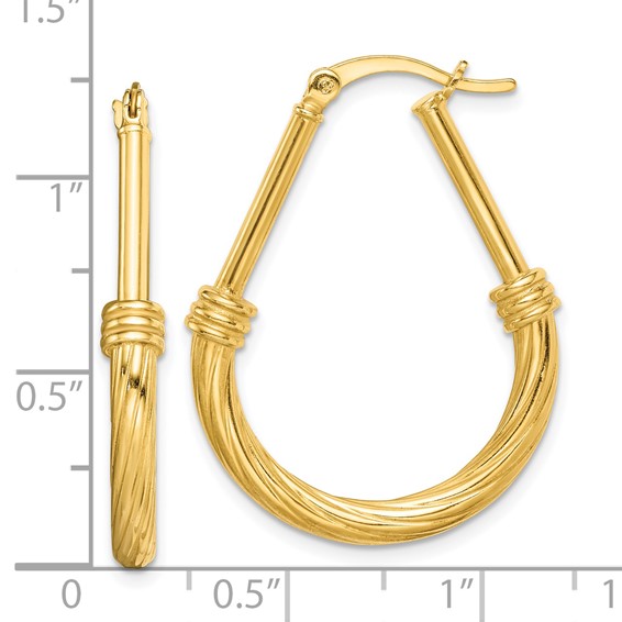 Sterling Silver Gold-tone Textured Hoop Earrings