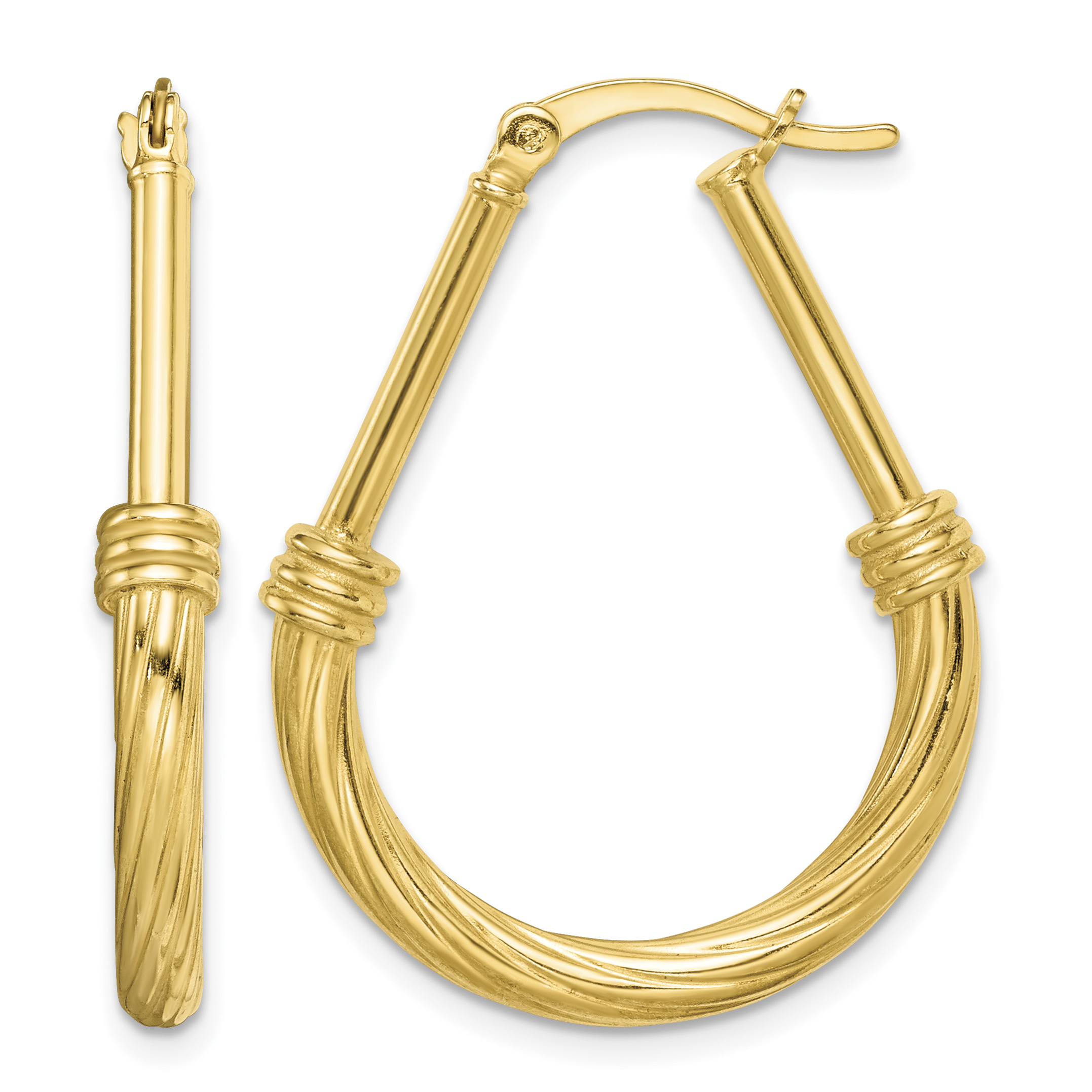 Sterling Silver Gold Tone Textured Hoop Earrings (QE14164)