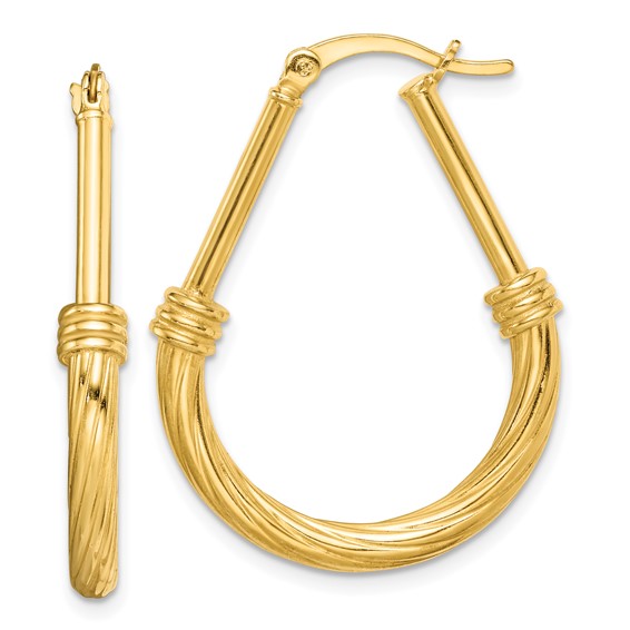 Sterling Silver Gold-tone Textured Hoop Earrings