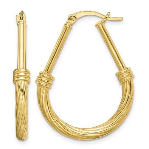 Sterling Silver Gold-tone Textured Hoop Earrings