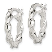 Sterling Silver Twisted and Textured Hoop Earrings view 2