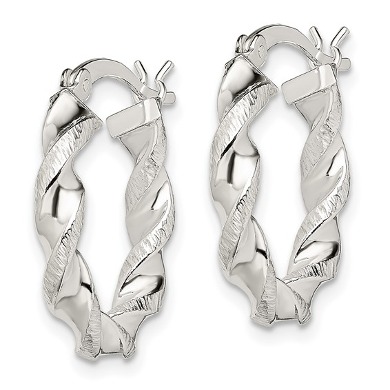 Sterling Silver Twisted and Textured Hoop Earrings