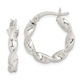 Sterling Silver Twisted and Textured Hoop Earrings
