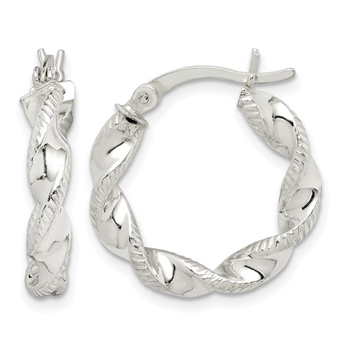 Sterling Silver Twisted and Textured Hoop Earrings