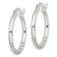 Sterling Silver Beaded Hoop Earrings view 2