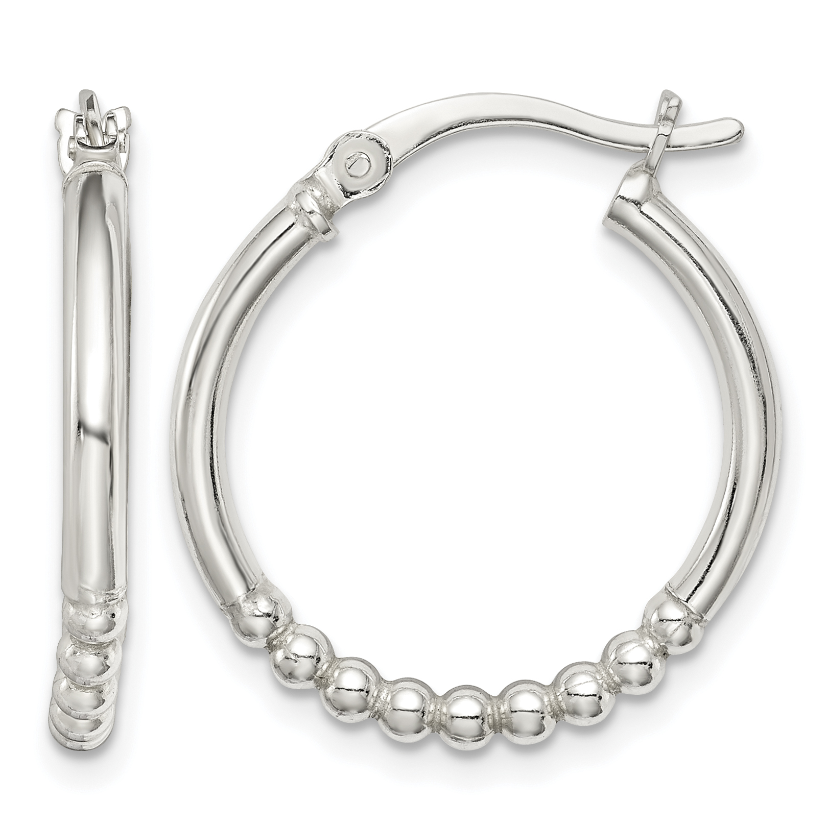 Sterling Silver Beaded Hoop Earrings (QE14172)