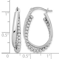 Sterling Silver Rhodium-plated Twisted and Beaded Hoop Earrings view 4
