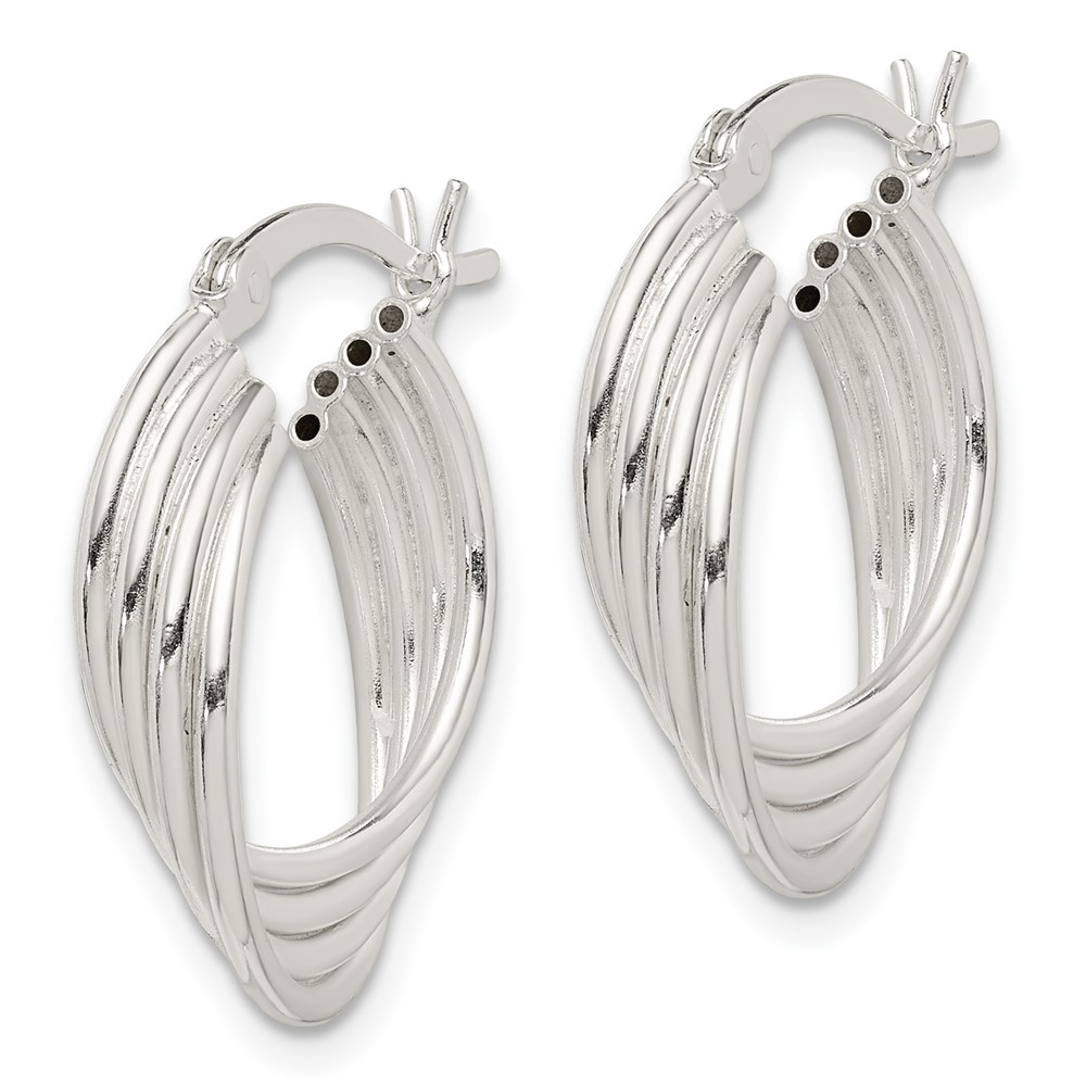 Sterling Silver Polished Twisted Multi-tube Round Hoop Earrings (QE14175)