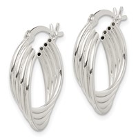 Sterling Silver Polished Twisted Multi-tube Round Hoop Earrings view 2