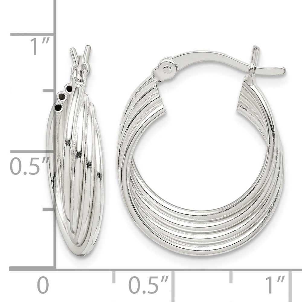 Sterling Silver Polished Twisted Multi-tube Round Hoop Earrings (QE14175)