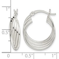 Sterling Silver Polished Twisted Multi-tube Round Hoop Earrings view 4