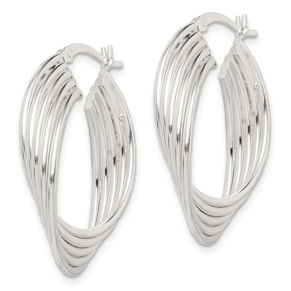Sterling Silver Polished Twisted Multi-tube Round Hoop Earrings (QE14176)