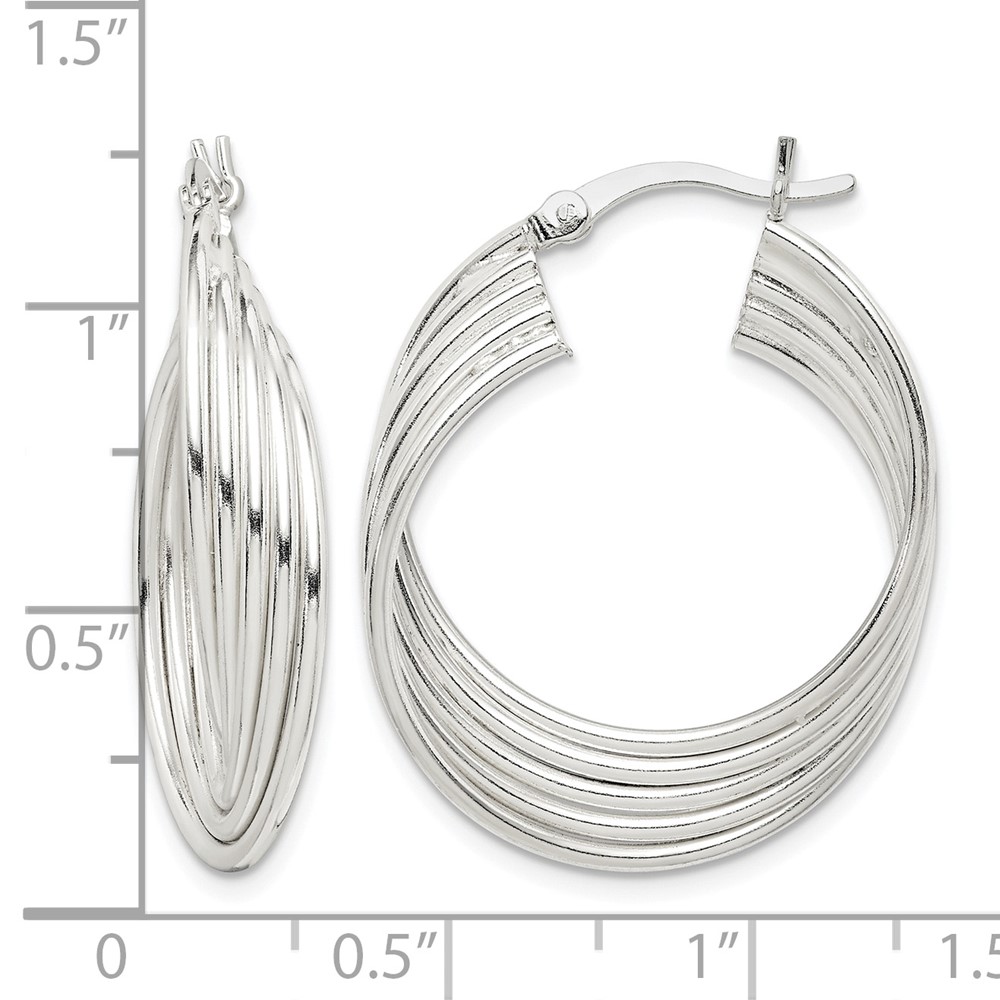 Sterling Silver Polished Twisted Multi-tube Round Hoop Earrings (QE14176)