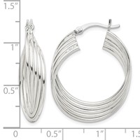 Sterling Silver Polished Twisted Multi-tube Round Hoop Earrings view 4