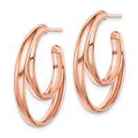 Sterling Silver RH Plated Rose Gold-plated 28x 3.5 Hoop Post Earrings view 2
