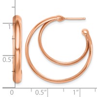 Sterling Silver RH Plated Rose Gold-plated 28x 3.5 Hoop Post Earrings view 4