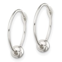 Sterling Silver Beaded Endless Hoop Earrings view 2
