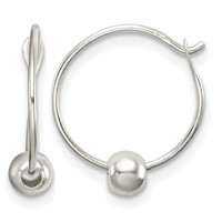 Sterling Silver Beaded Endless Hoop Earrings view 1