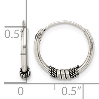 Sterling Silver Antiqued Beaded Endless Hoop Earrings view 4