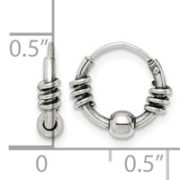 Sterling Silver Antiqued Beaded Endless Hoop Earrings view 4
