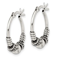 Sterling Silver Antiqued Hoop Earrings view 2